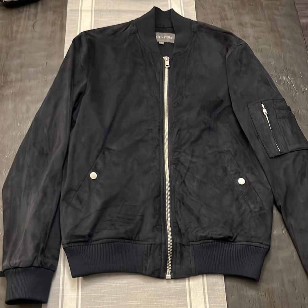 Mens slate & stone suede jacket